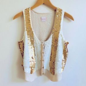 Y2K era.  New Sass And Bide 100% Silk/ Sequins Vest